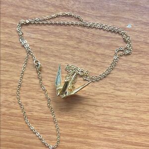 Gold Origami Crane Necklace